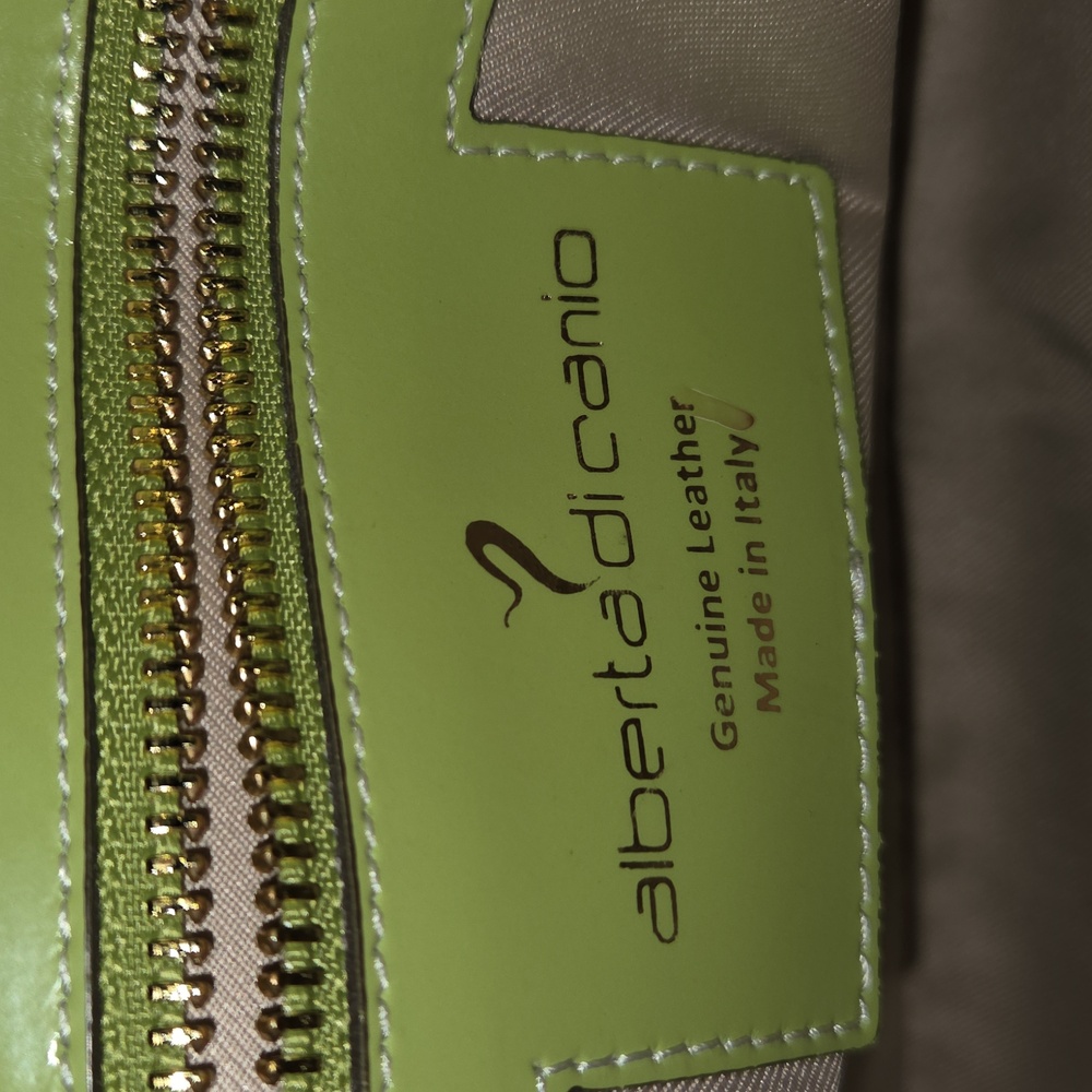 ALBERTA di Canio Genuine Leather Dome Bright Green Handbag With Dust Bag - Picture 2 of 14